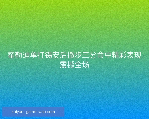 霍勒迪单打锡安后撤步三分命中精彩表现震撼全场